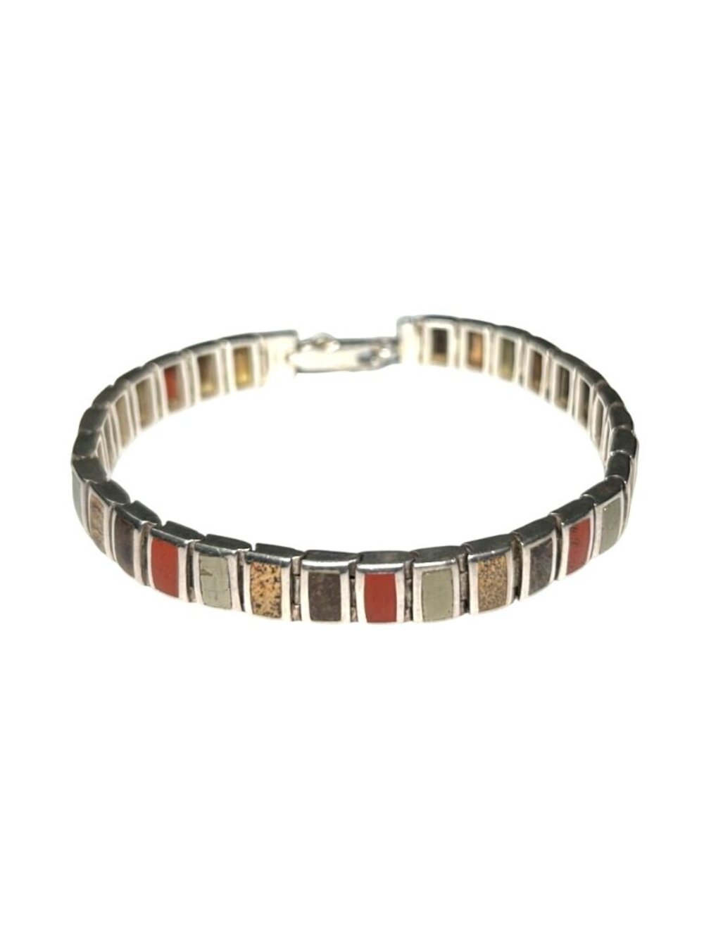 Silpada 925 Sterling Silver Link Bracelet with Natural Stones B1258